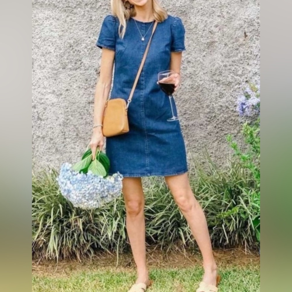 Draper James Denim Shift Mini Dress with Pockets Size 2